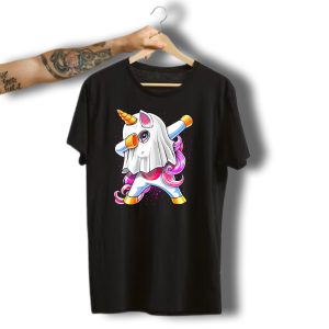 Dabbing Unicorn In Halloween Ghost Costume T-Shirt