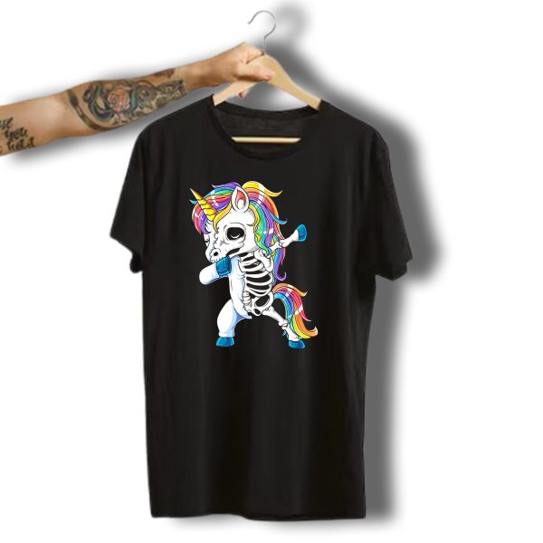 Dabbing Unicorn Skeleton Halloween Girls Dab Rainbow T Shirt 1 t shirt 1