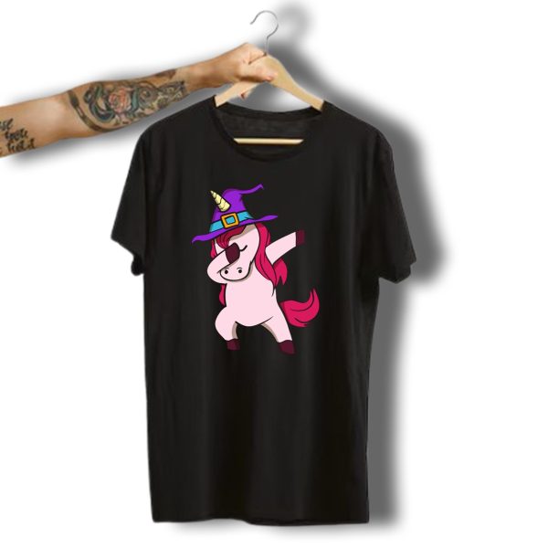 Dabbing Unicorn With Witch Hat Halloween Animals T Shirt 1 t shirt 1