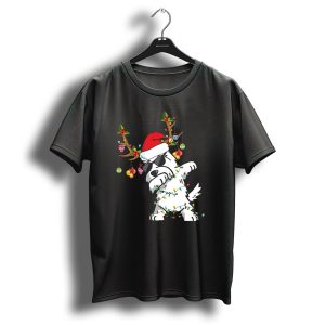 Dabbing Westie Dog Christmas Lights Santa Hat Reindeer Antlers Ornaments T-Shirt