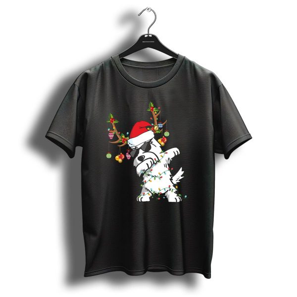 Dabbing Westie Dog Christmas Lights Santa Hat Reindeer Antlers Ornaments T Shirt 1 t shirt 1