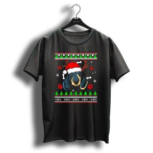 Dachshund Christmas Reindeer Hat Santa Paws Ugly T Shirt