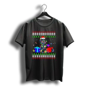 Dachshund Christmas Tree Lights Santa Hat Gifts Reindeer Antlers Snowflakes T-Shirt