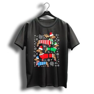 Dachshund Merry Christmas Weiner Ugly Sweater Santa Reindeer Snowflakes T Shirt