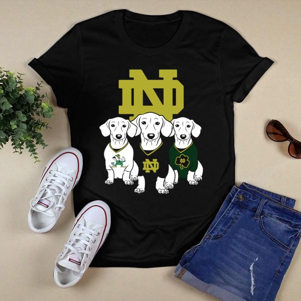 Dachshund Notre Dame Fighting Irish T Shirt Black 1