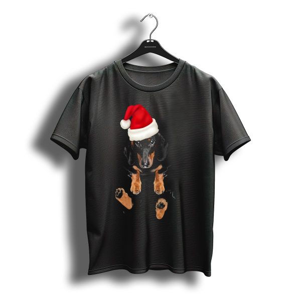 Dachshund Santa Claus In Pocket Christmas Dog T Shirt t shirt 1