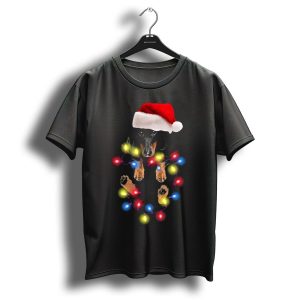 Dachshund Santa Hat Christmas Lights In Pocket Festive Holiday Puppy T Shirt