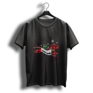 Dachshund Through The Snow Doxie Dog Plaid Christmas Raglan Baseball With Snowflakes T-Shirt