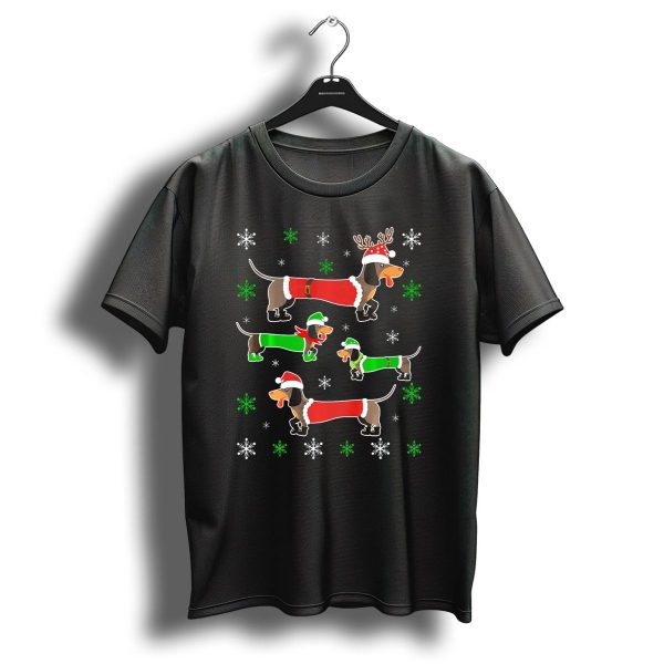Dachshund Ugly Christmas Costume Reindeer Santa Snowflakes T Shirt 1 t shirt 1