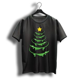 Dachshund Wiener Dog Christmas Tree Star Green Holiday T-Shirt