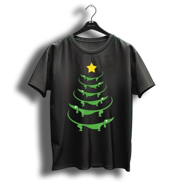 Dachshund Wiener Dog Christmas Tree Star Green Holiday T Shirt 1 t shirt 1