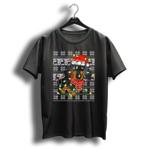 Dachshund With Santa Hat Christmas Lights T Shirt