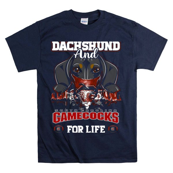 Dachshund and South Carolina Gamecocks for Life T Shirt 1 Navy