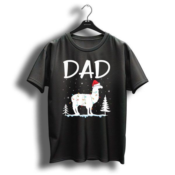 Dad Christmas Llama With Santa Hat And Lights T Shirt 1 t shirt 1