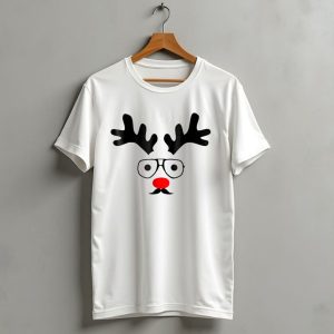 Dad Deer With Glasses And Red Nose Christmas New Year T Shirt