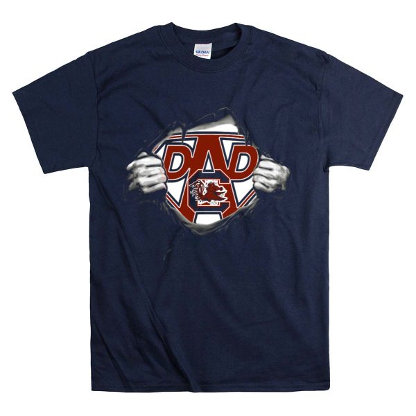 Dad Gamecocks Super Dad Logo Emblem T Shirt 1 Navy