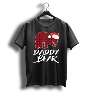 Daddy Bear Red Plaid Christmas Santa Hat T Shirt