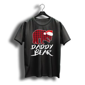 Daddy Bear Red Plaid Christmas Santa Hat T-Shirt