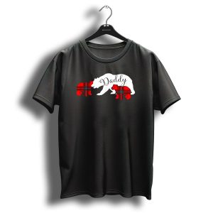 Daddy Bear With Two Red Plaid Cubs Christmas Father T Shirt