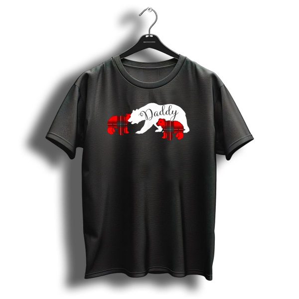 Daddy Bear With Two Red Plaid Cubs Christmas Father T Shirt 1 t shirt 1