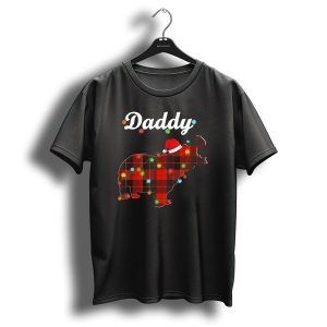 Daddy Red Plaid Hippopotamus Christmas Lights Santa Hat T Shirt