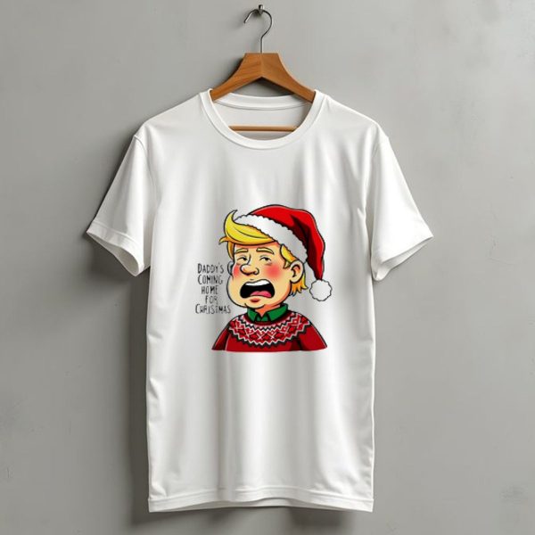 Daddys Coming Home For Christmas 2024 Santa Hat Sweater Cartoon T Shirt 1 t shirt 1