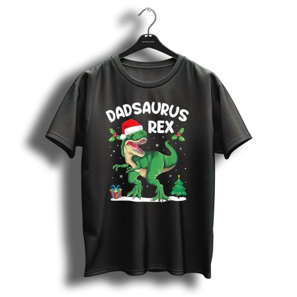 Dadsaurus Rex Santa Hat Christmas Tree Snowflakes T Shirt 1 t shirt 1