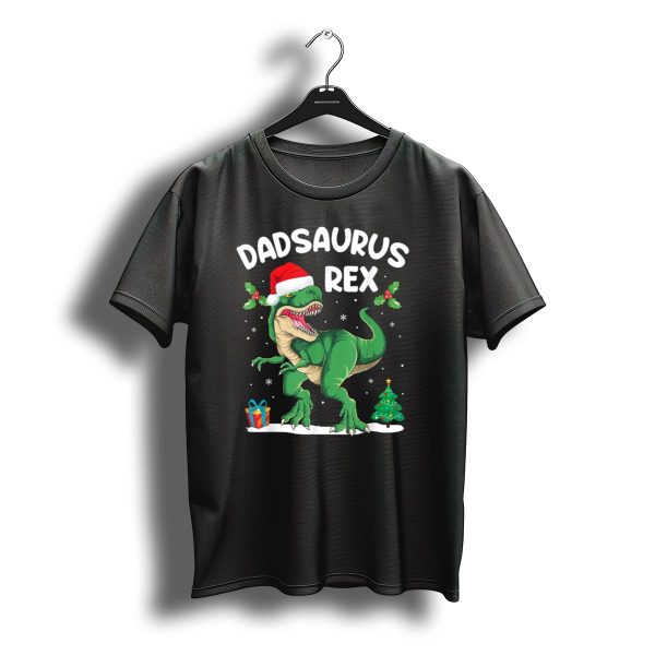 Dadsaurus Rex Santa Hat Christmas Tree Snowflakes T Shirt t shirt 1