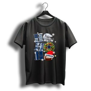 Dallas Cowboys Nfl Ho Ho Ho Christmas Football Helmet Wreath Santa Hat T Shirt