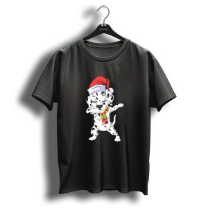 Dalmatian Dabbing With Santa Hat And Christmas Scarf T Shirt