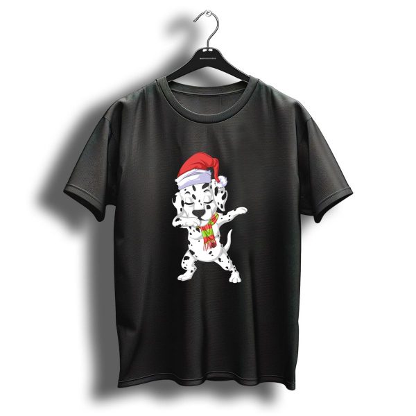 Dalmatian Dabbing With Santa Hat And Christmas Scarf T Shirt 1 t shirt 1