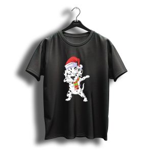 Dalmatian Dabbing With Santa Hat And Christmas Scarf T-Shirt