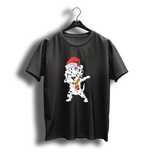Dalmatian Dabbing With Santa Hat And Christmas Scarf T Shirt t shirt 1