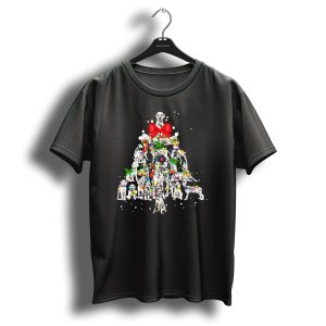 Dalmatian Dog Christmas Tree With Red Bow And Holiday Ornaments T-Shirt