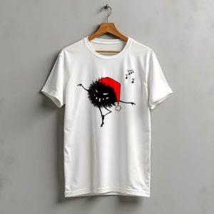 Dancing Evil Christmas Bug Santa Hat Music Notes T-Shirt