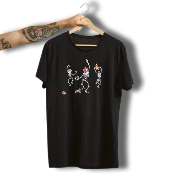 Dancing Pumpkin Headed Skeletons Halloween Horror T Shirt t shirt 1