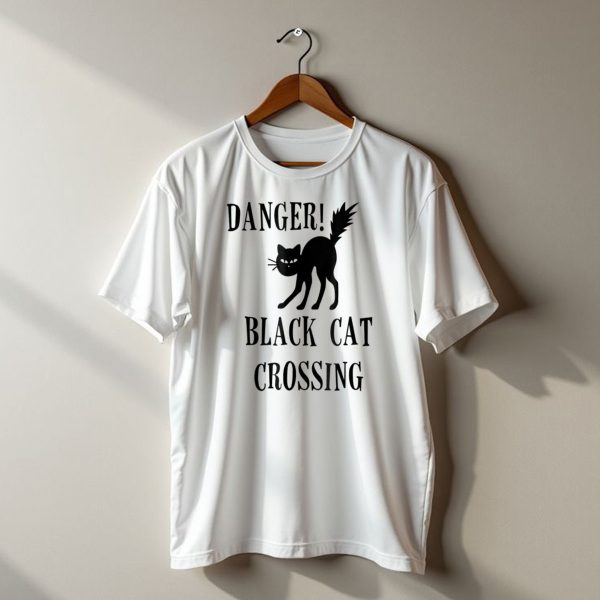 Danger Black Cat Crossing Halloween Teacher Mom Wife3 T Shirt t shirt 1