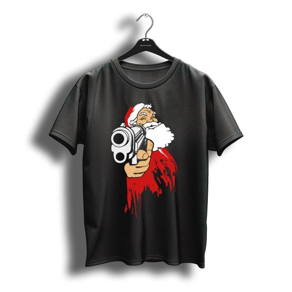 Dangerous Santa Claus Wielding Firearm Christmas Humor T Shirt t shirt 1