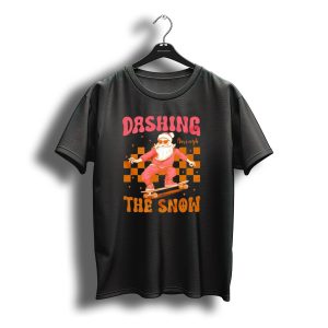 Dashing Through The Snow Santa Skateboard Christmas T-Shirt
