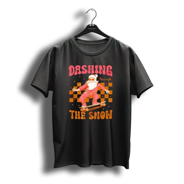 Dashing Through The Snow Santa Skateboard Christmas T Shirt t shirt 1