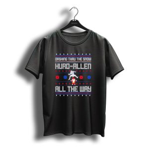 Dashing Thru The Snow Hurd Allen All The Way Christmas Football Santa T-Shirt