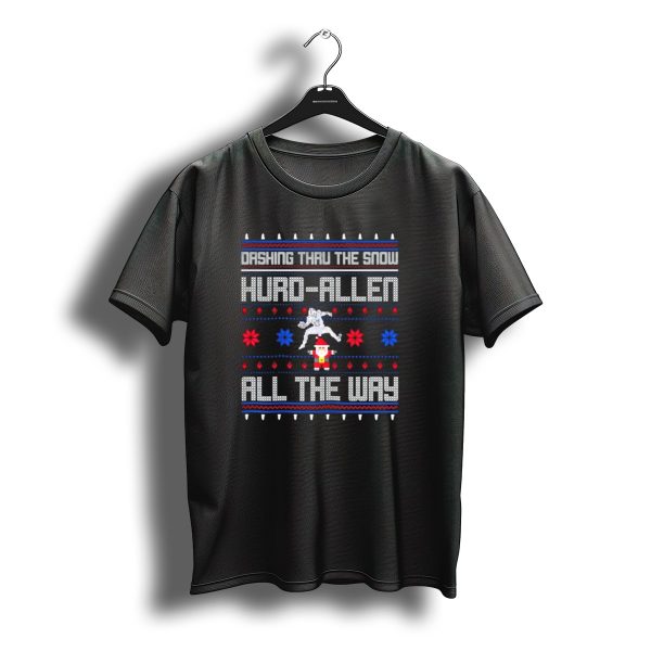 Dashing Thru The Snow Hurd Allen All The Way Christmas Football Santa T Shirt t shirt 1