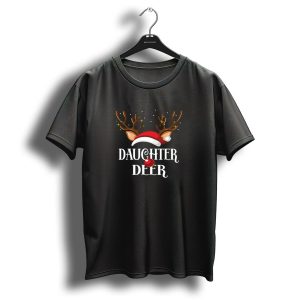 Daughter Deer Santa Hat Antlers Christmas Reindeer Matching Family T Shirt