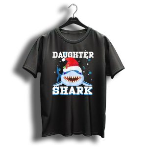 Daughter Shark Snowflakes Santa Hat Christmas T Shirt