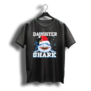 Daughter Shark Snowflakes Santa Hat Christmas T-Shirt
