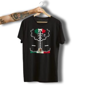 Day Of The Dead Dia De Los Muertos Mexican Flag Skeleton Halloween Costume T-Shirt