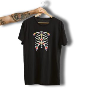 Day Of The Dead Floral Skeleton Ribcage Decor Halloween T-Shirt