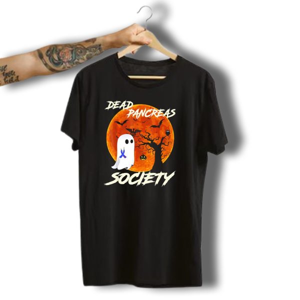 Dead Pancreas Society Ghost Halloween Moon Bats Pumpkin T Shirt t shirt 1 1