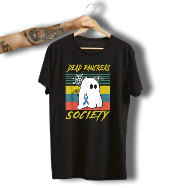 Dead Pancreas Society Ghost With Diabetes Awareness Symbols For Halloween T Shirt t shirt 1