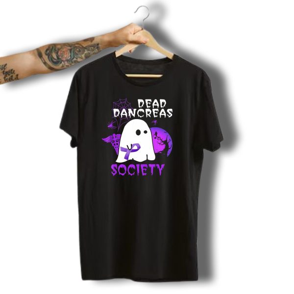 Dead Pancreas Society Ghost With Purple Ribbon Halloween T Shirt t shirt 1